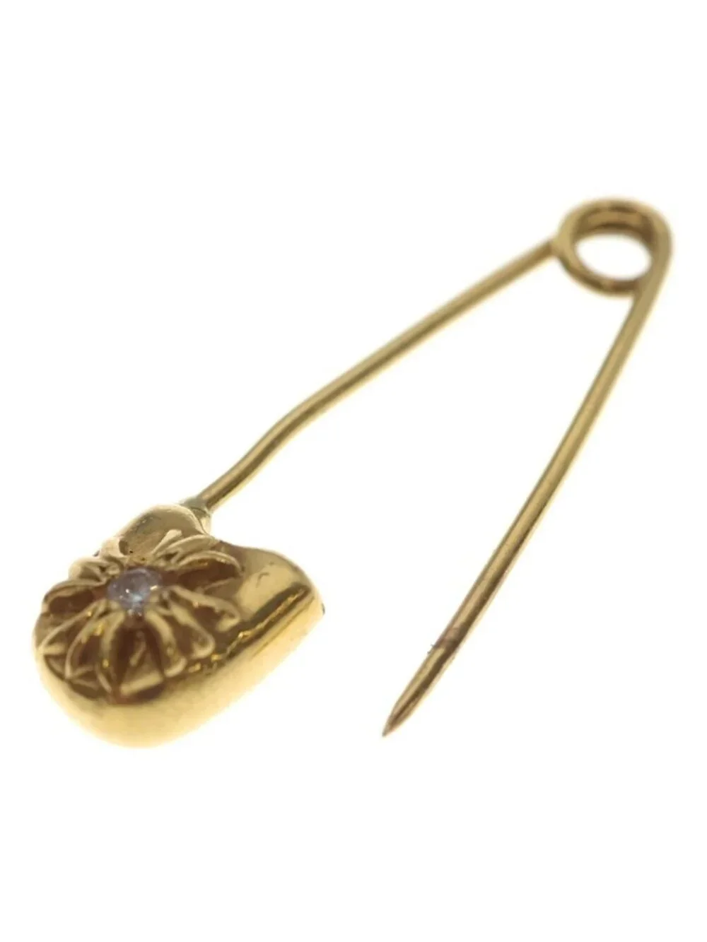Chrome Hearts 22k Safety Pin S 22k Small Pin 1 Diamond Gold Necklace Top